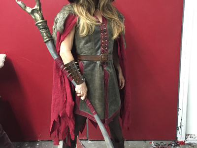 We designed and fabricated this giant ax for this creative take on Little Red Riding Hood in collaboration with our in-house wardrobe designer Castle Corsetry who created the costume for the show Princess Chronicles. 	