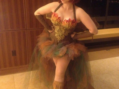 Castle Corsetry designed and fabricated this original autumn fairy design for Bernadette Bentley.	