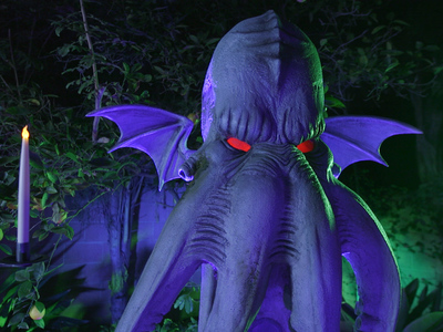 We designed and created this Cthulhu fountain with smoke, water, and lighting effects,  that was featured in Super Fan Builds on Netflix. 	
