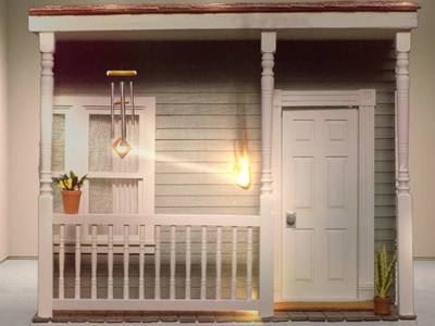 This is a 1/12 scale miniature house patio we created for Farmers Insurance  for their Hall of Claims ad campaigns. 	
