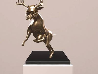 This 1/12 miniature scale bronze deer statue was created for Farmers Insurance for their Hall of Claims ad campaigns.	
