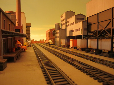We created this 1/87th HO scale Industrial park forced perspective miniature for 3D stereoscopic cinematics used in The Starlight Express live show.	