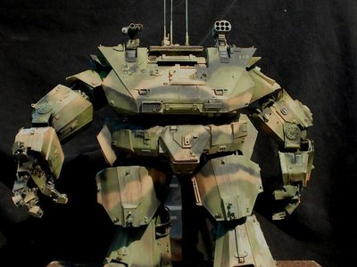 This 1/6 scale Gen 1 MORAV giant robot shooting miniature was designed and fabricated for MORAV: Missions VFX tests and stands 5 feet tall.	