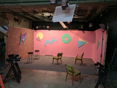 Here's a talk show set we designed and created for the Super Deluxe new media show Jay, featuring Jay Versace.	