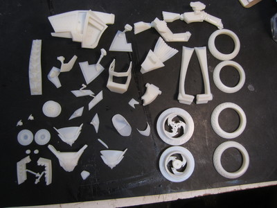 These are the 3D printed pieces to be assembled for the Free Riders design maquettes.