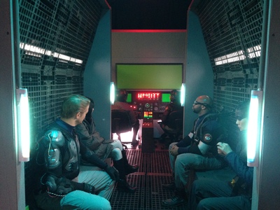 Our space ship set is reconfigurable to suit your specific creative needs; shown here are the jump seats behind the cockpit.	